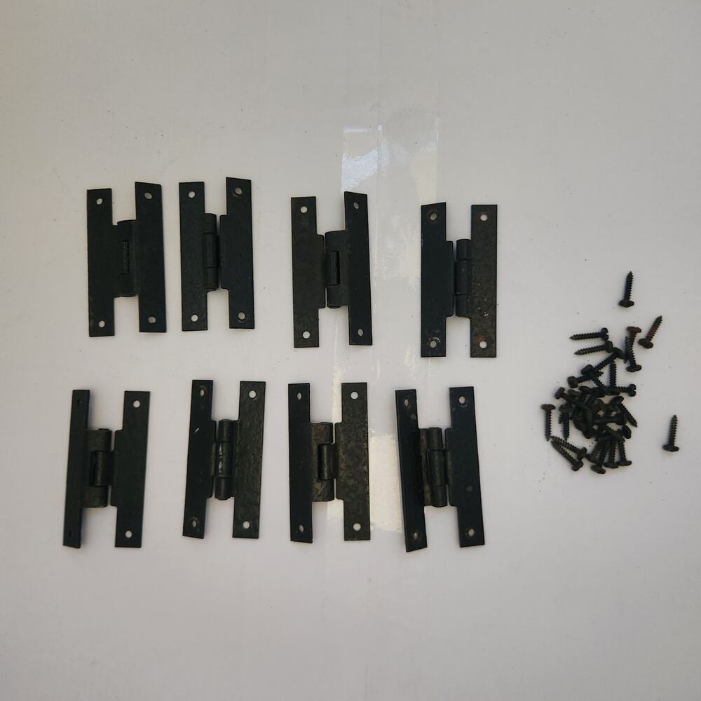 Vintage Hammered Metal Hinges with screws Lot of 8 3"x1.5"